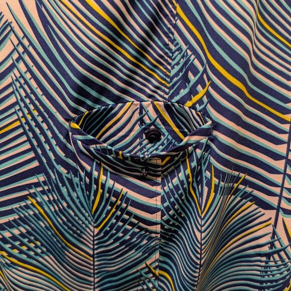 EP New York Blue and Green Leaf Print Golf Dress with Shorts Set Size Small - Picture 11 of 15